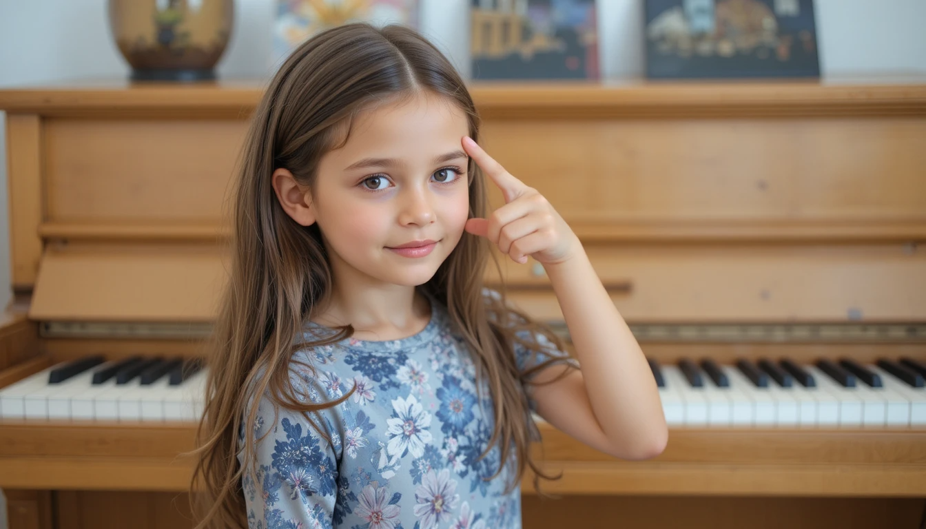 Girl thinking about piano